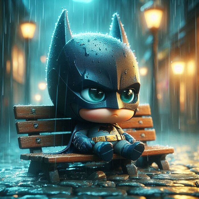 Ảnh Batman chibi đứng trên nóc nhà