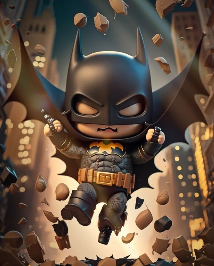 Ảnh Batman chibi neon effect