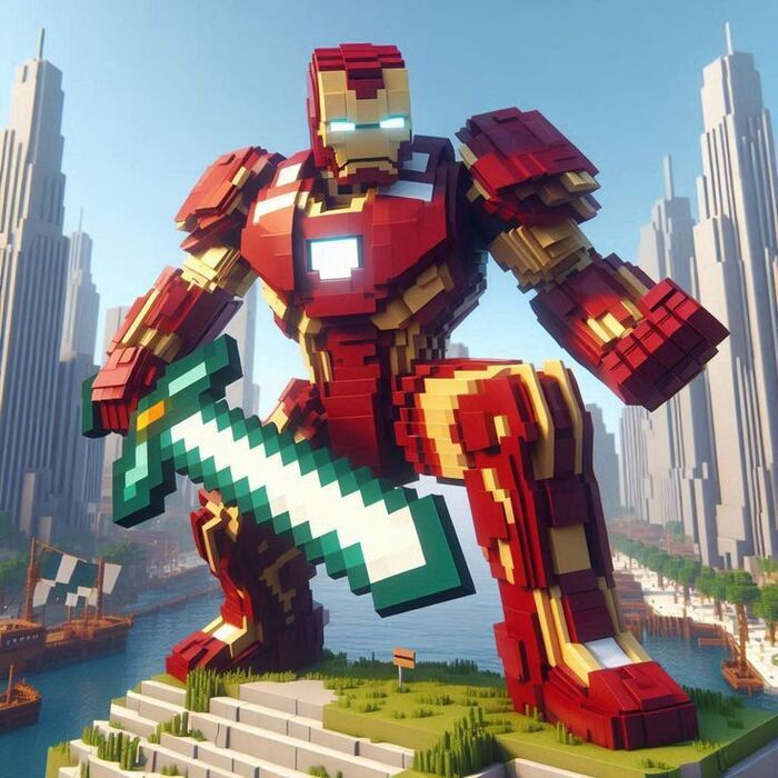 Ảnh Minecraft chibi cầm kiếm