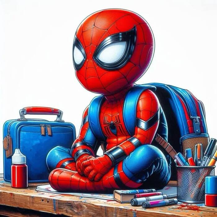 Ảnh Spider-Man chibi đứng tạo dáng ngầu
