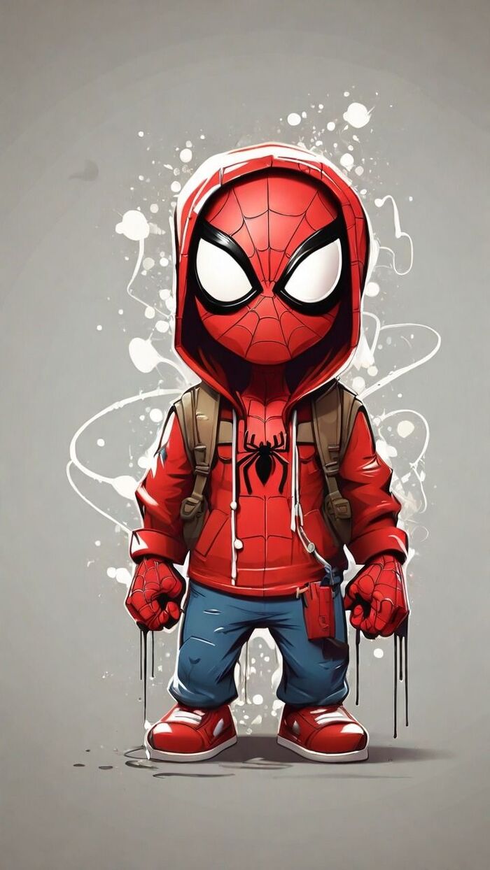 Ảnh Spider-Man chibi nhóm bạn