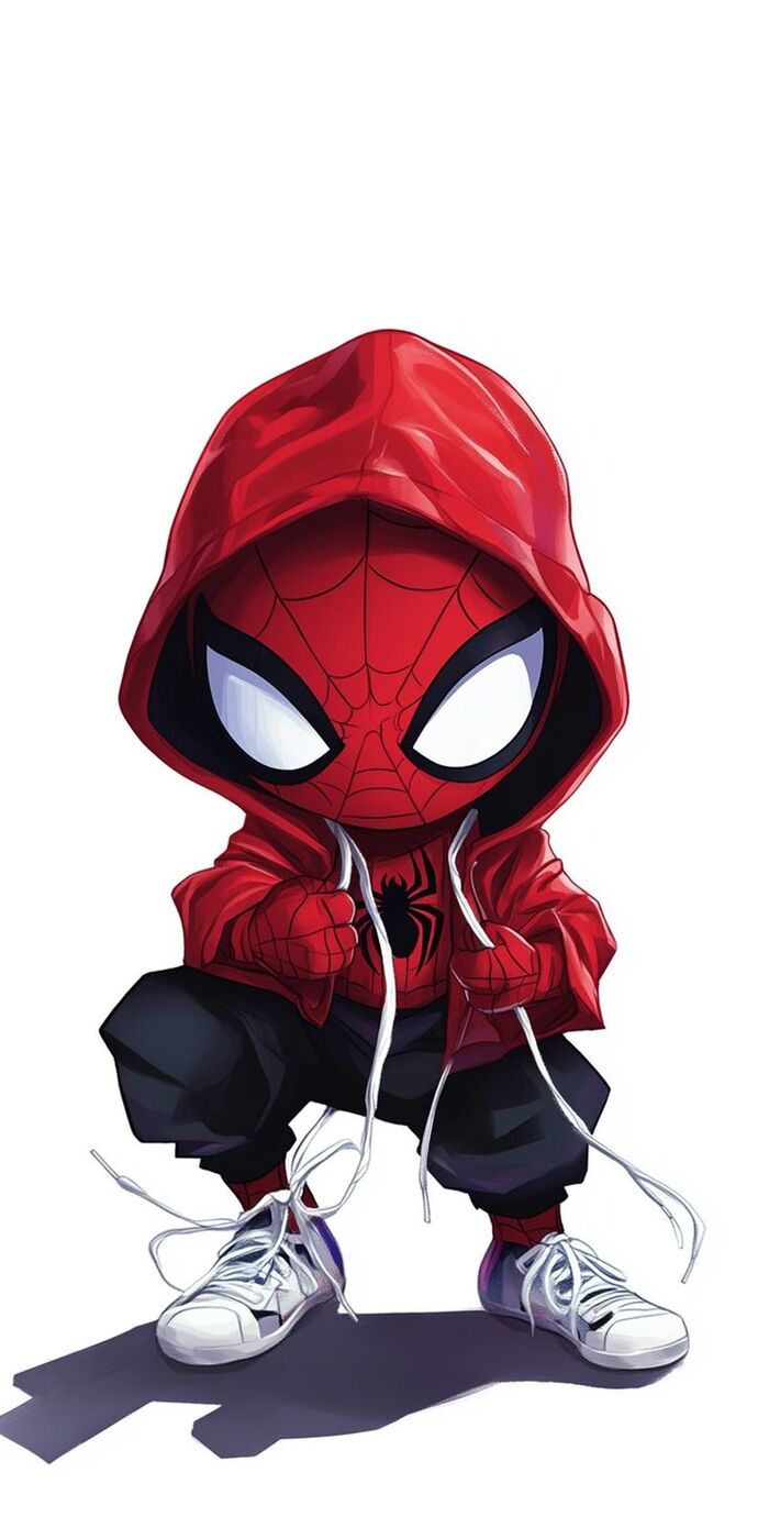Ảnh Spider-Man chibi trèo tường