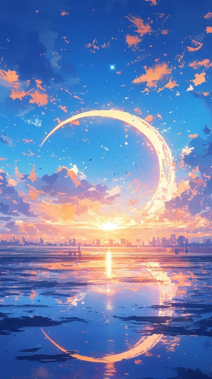 Ảnh anime bầu trời bình minh