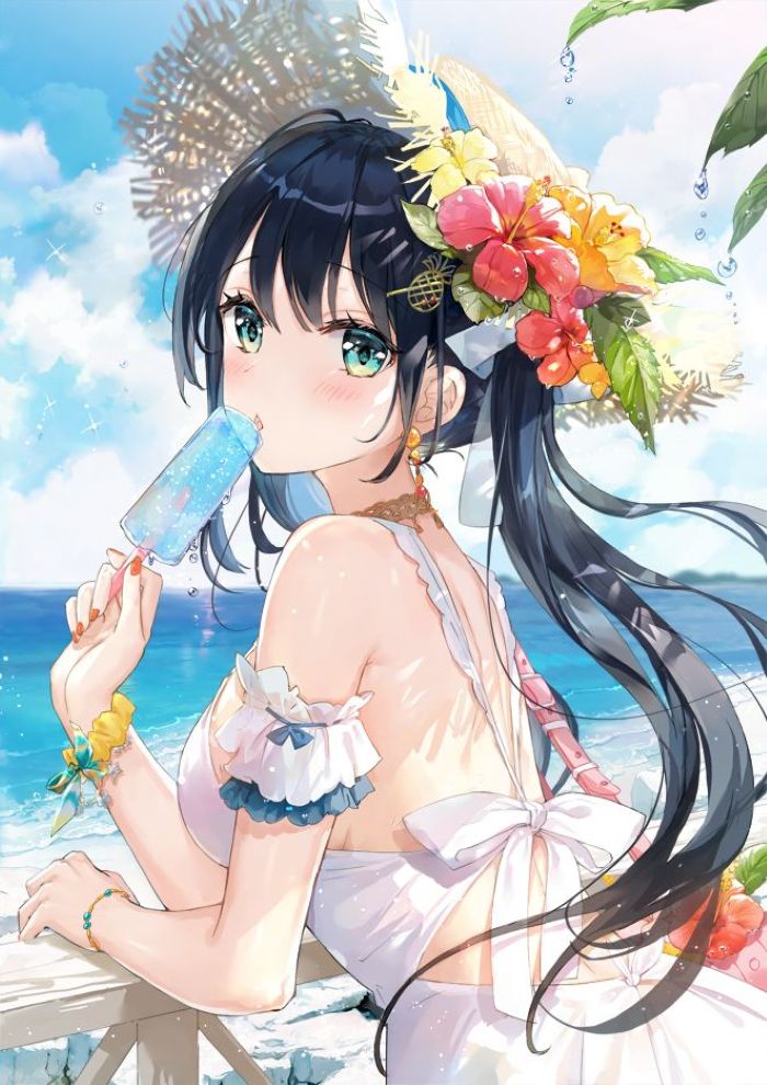 Ảnh anime bikini dưới hoàng hôn