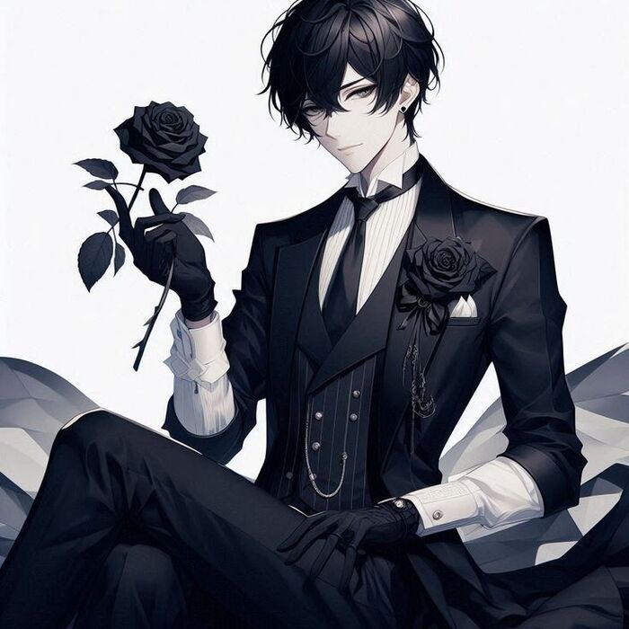 Ảnh anime nam trắng đen buồn