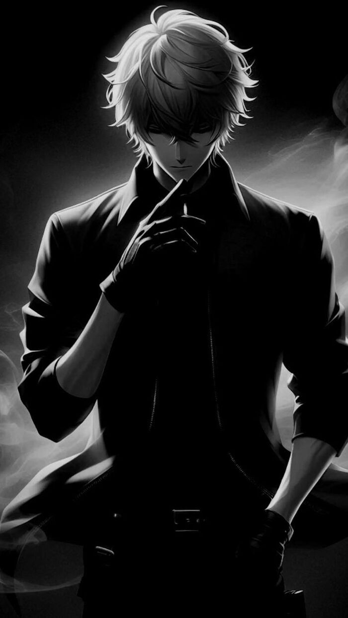 Ảnh anime nam trắng đen che mặt