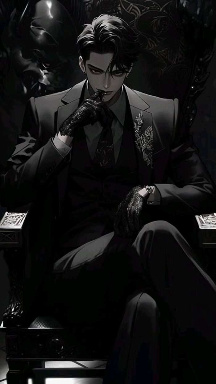 Ảnh anime nam trắng đen che mắt