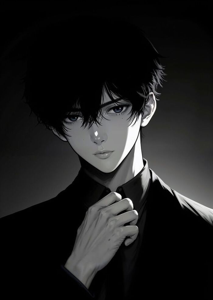Ảnh anime nam trắng đen cô đơn