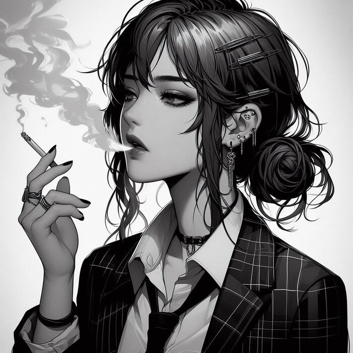 Ảnh anime nữ trắng đen ánh trăng