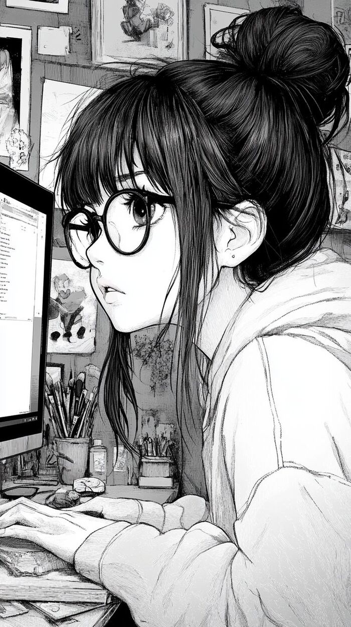 Ảnh anime nữ trắng đen bìa truyện