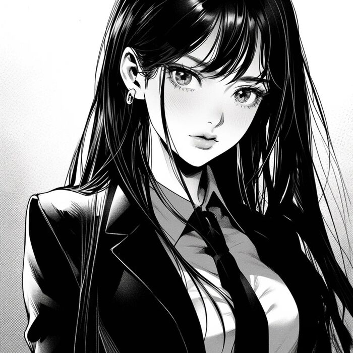 Ảnh anime nữ trắng đen bóng đêm