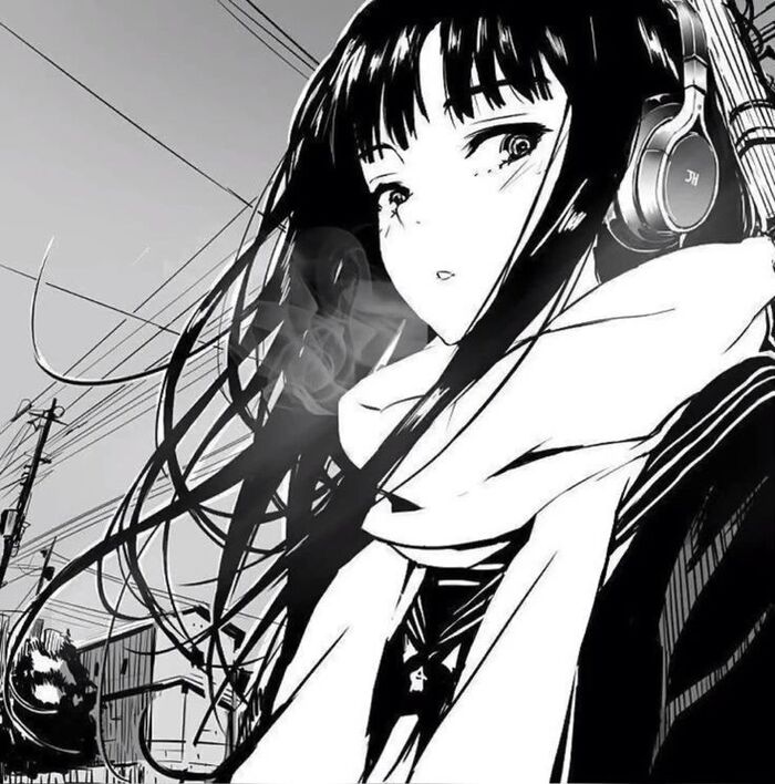 Ảnh anime nữ trắng đen đẹp
