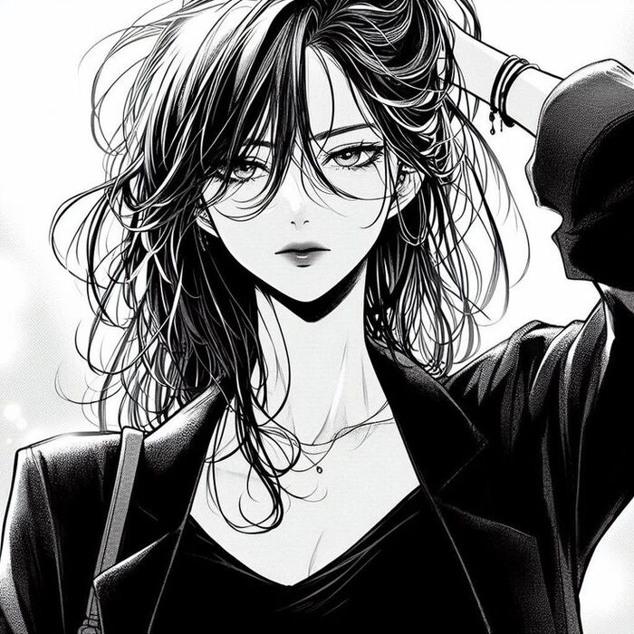 Ảnh anime nữ trắng đen manga style