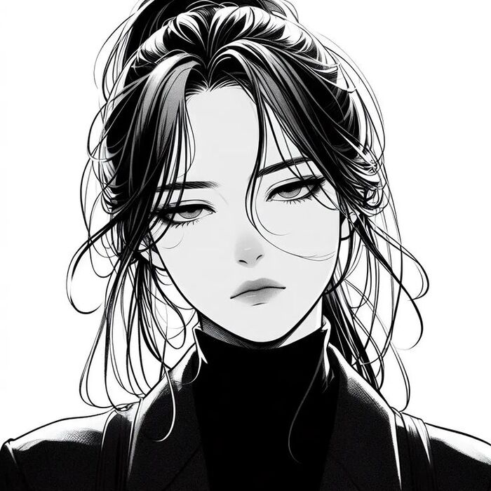 Ảnh anime nữ trắng đen nghệ thuật