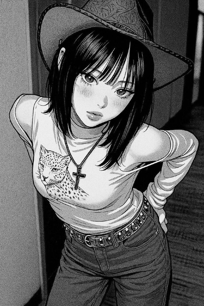 Ảnh anime nữ trắng đen profile