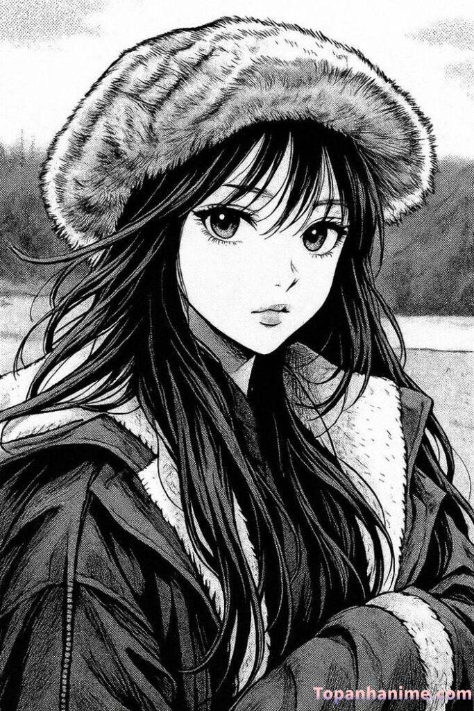 Ảnh anime nữ trắng đen sad girl