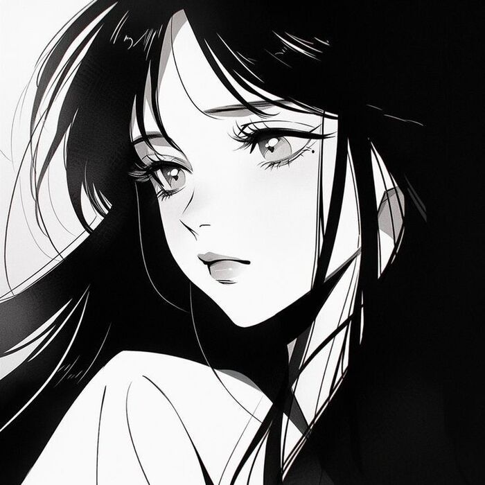 Ảnh anime nữ trắng đen tâm trạng