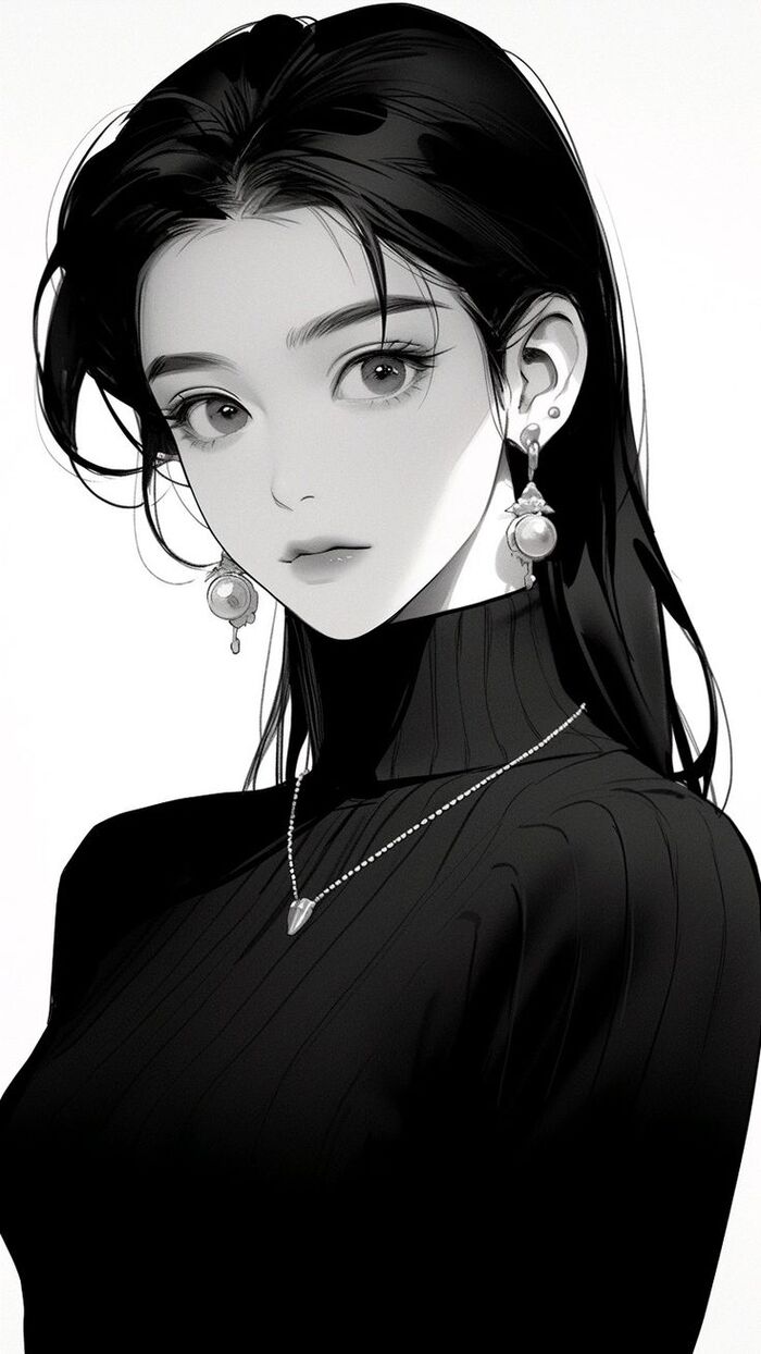 Ảnh anime nữ trắng đen trầm buồn