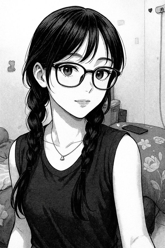 Ảnh anime nữ trắng đen vẽ tay
