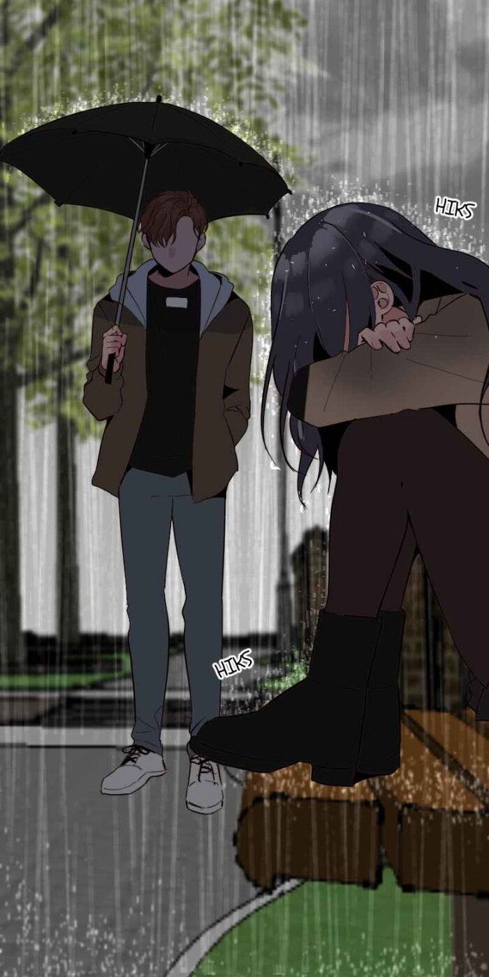 Ảnh chia tay anime cầm ô dưới mưa