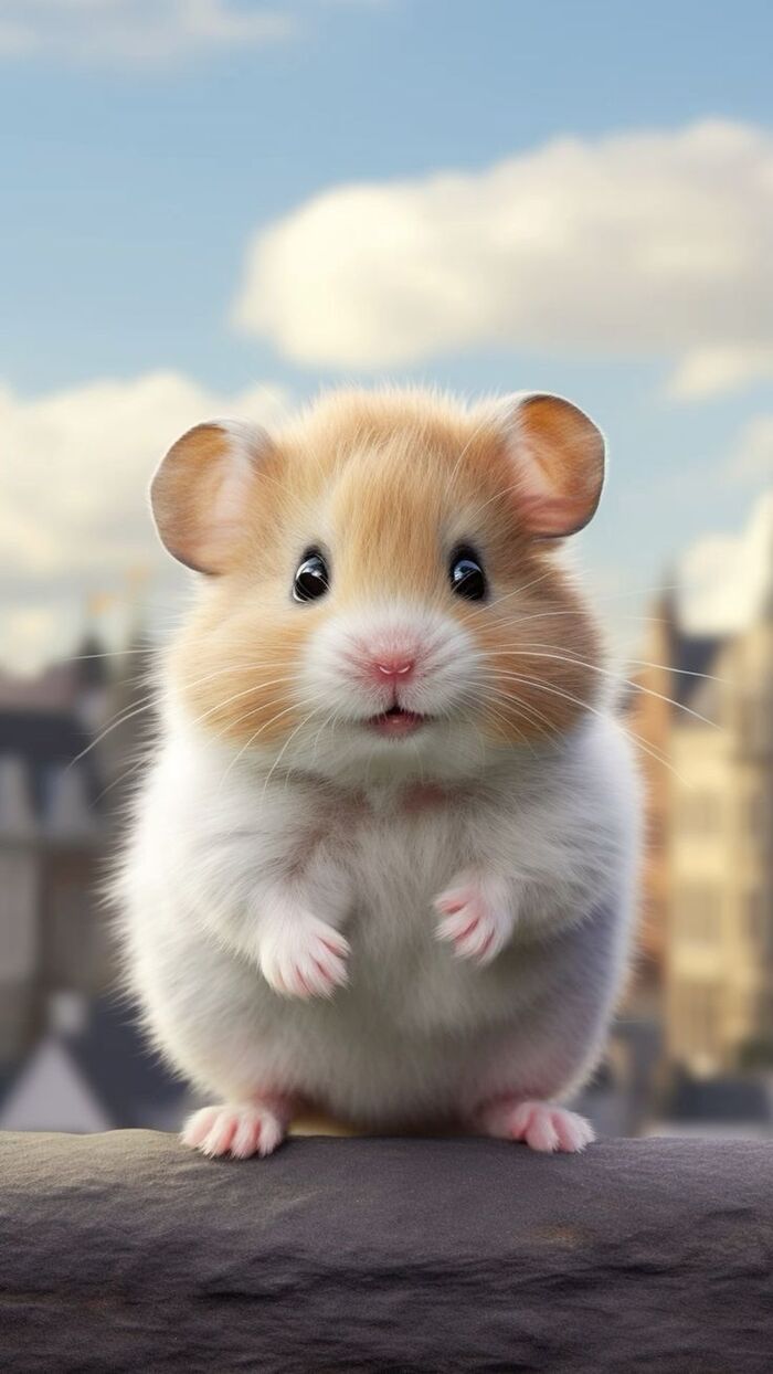Ảnh chuột hamster chibi ôm trái tim