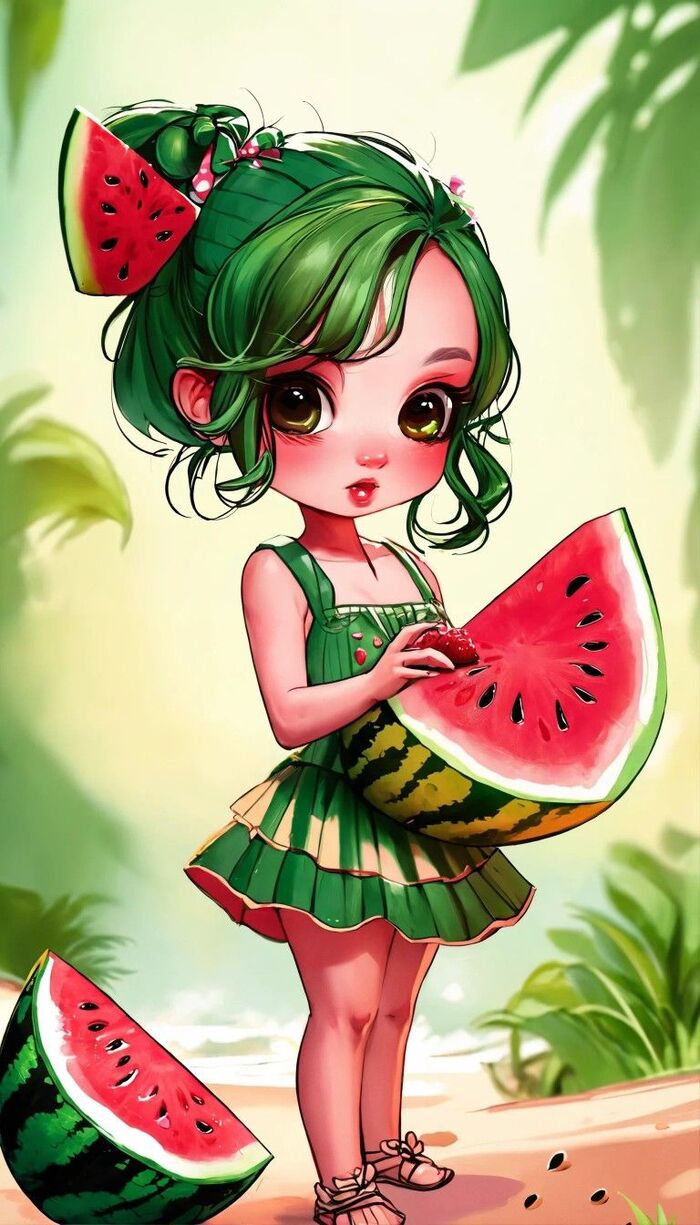 Ảnh dưa hấu chibi 3D
