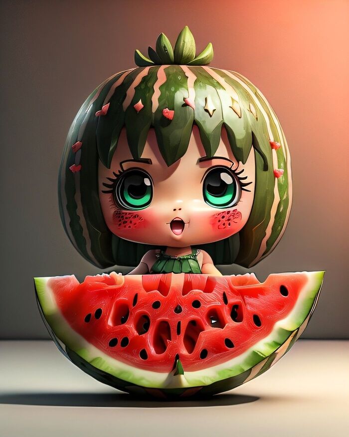 Ảnh dưa hấu chibi 4K