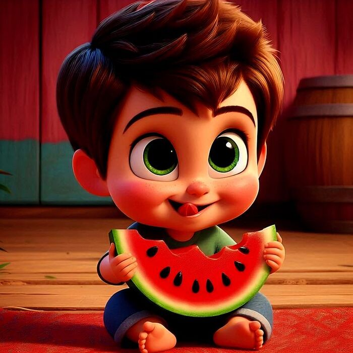 Ảnh dưa hấu chibi dễ thương mini
