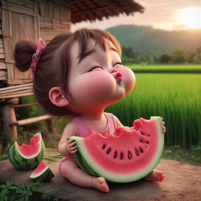 Ảnh dưa hấu chibi hoạt hình