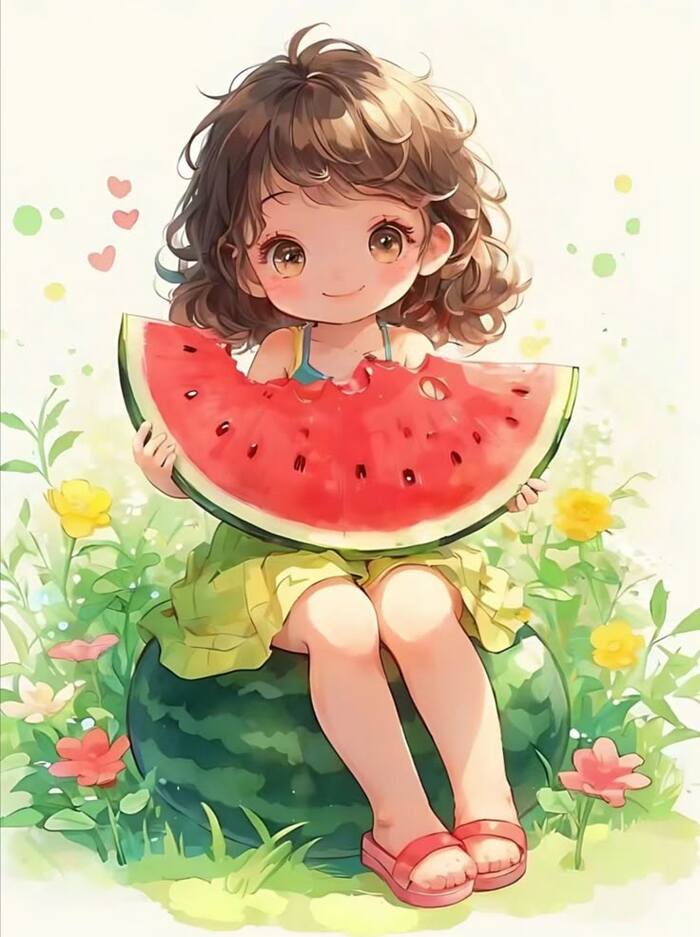 Ảnh dưa hấu chibi mini 4K