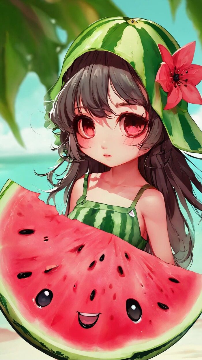Ảnh dưa hấu chibi mini art