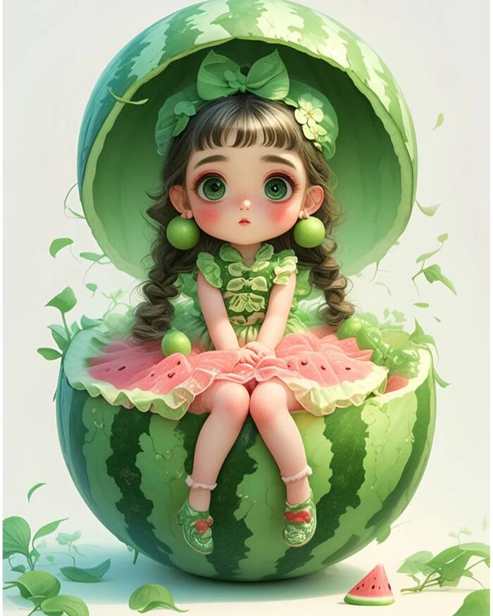 Ảnh dưa hấu chibi mini siêu xinh