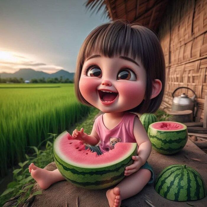 Ảnh dưa hấu chibi ngộ nghĩnh