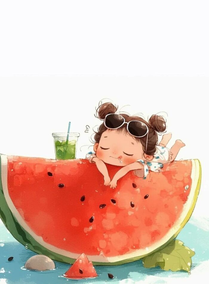 Ảnh dưa hấu chibi nhảy múa