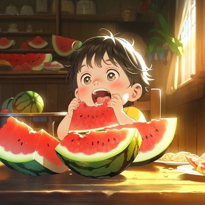 Ảnh dưa hấu chibi phong cách nghệ thuật
