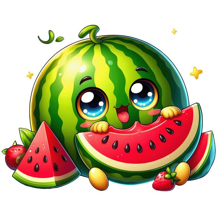 Ảnh dưa hấu chibi siêu dễ thương