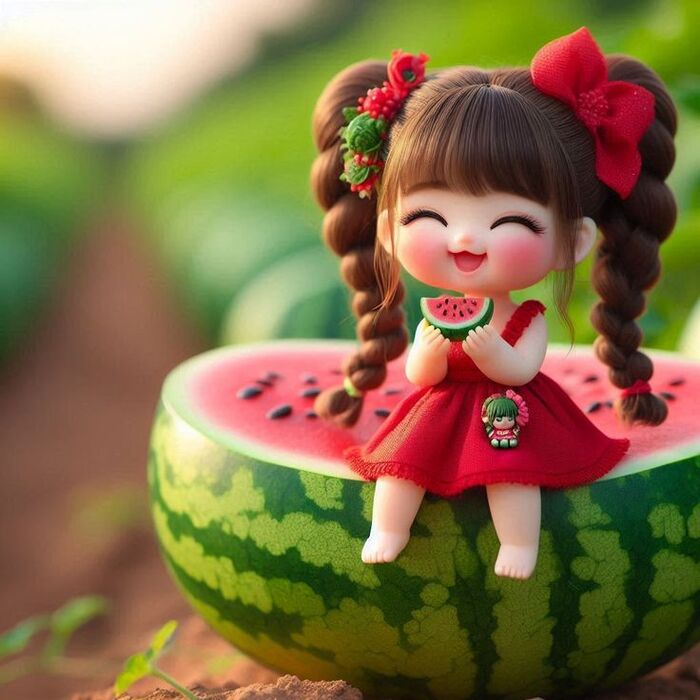 Ảnh dưa hấu chibi tạo dáng