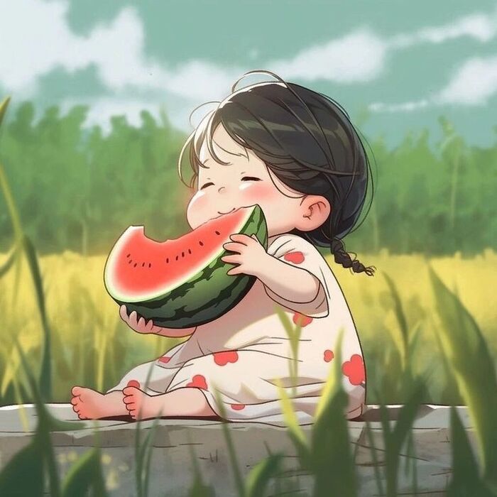 Ảnh dưa hấu chibi vui nhộn
