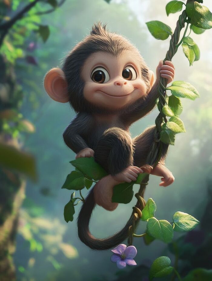 Ảnh khỉ chibi vẽ tay
