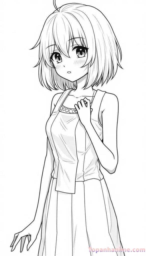 Ảnh tô màu anime girl cute