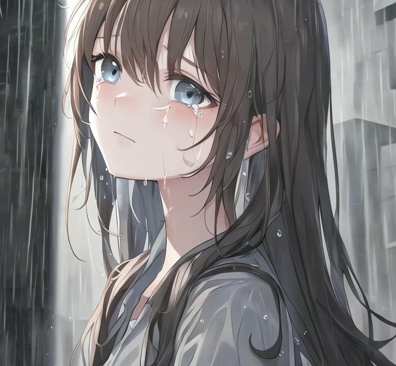 ảnh anime khóc dưới mưa năm