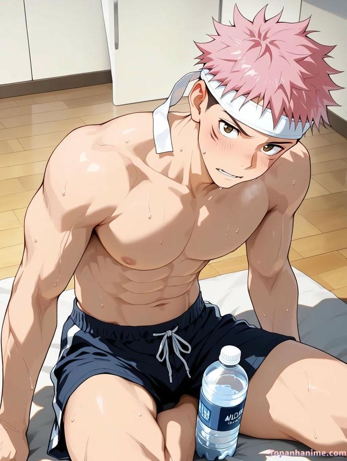 ảnh anime nam 6 múi với nụ cười tự tin