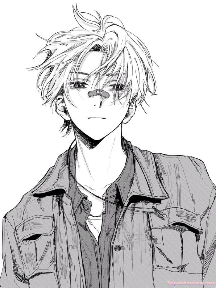 ảnh anime nam trắng đen cá tính