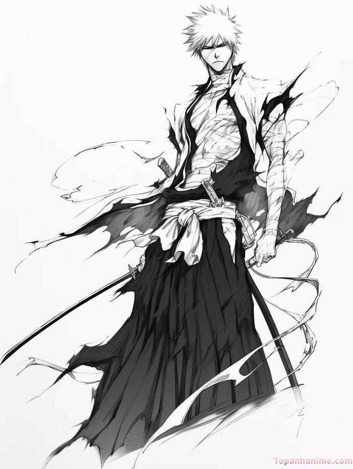 ảnh anime nam trắng đen đơn giản