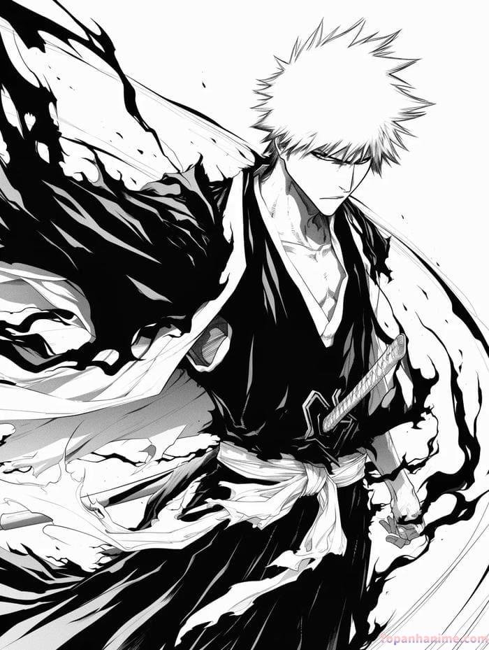 ảnh anime nam trắng đen sâu lắng