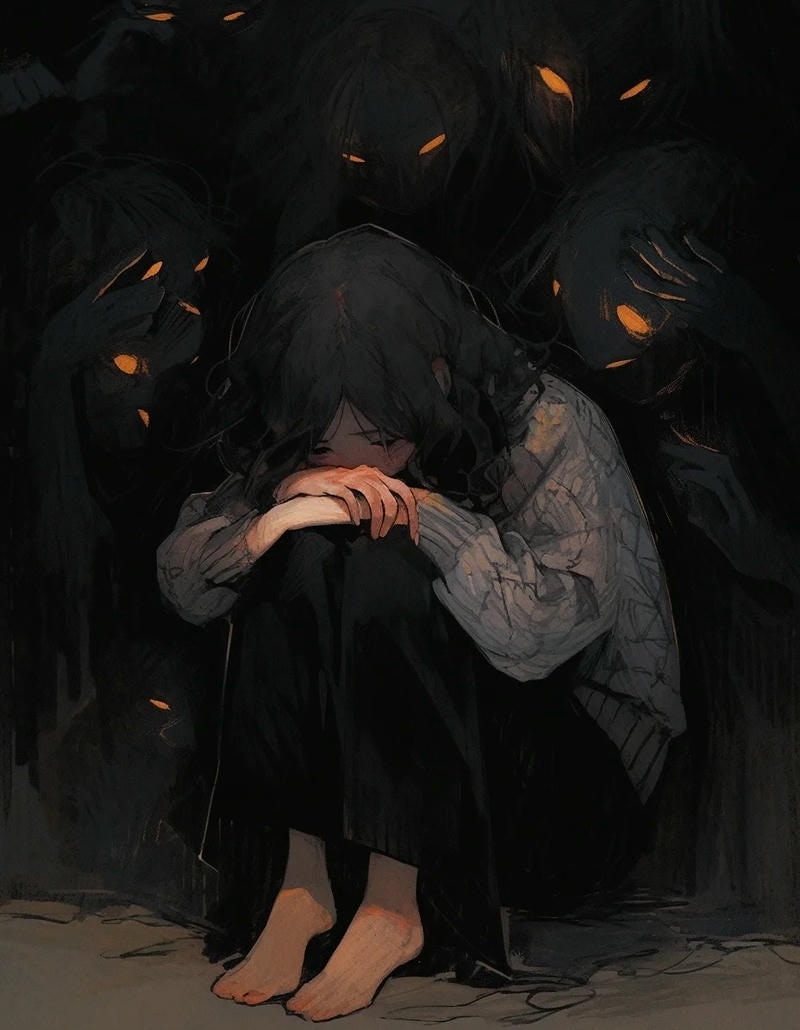 ảnh anime nữ buồn che mặt