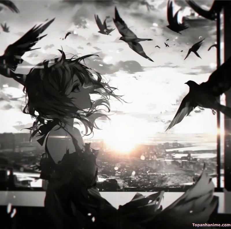 ảnh anime nữ buồn trầm tư