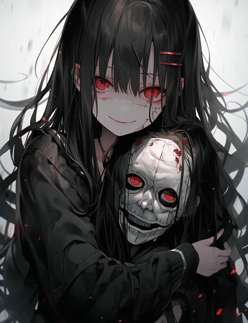 ảnh anime nữ trắng đen buồn