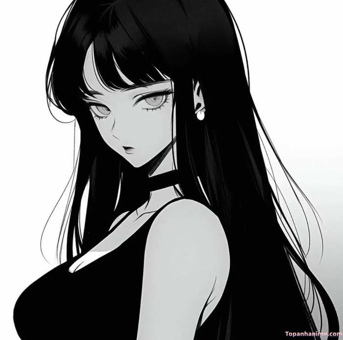 ảnh anime nữ trắng đen cổ điển