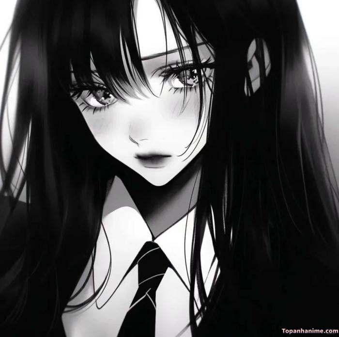 ảnh anime nữ trắng đen huyền ảo